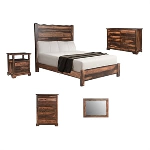 Darcy Brown Live Edge Solid Wood Sheesham 5-Piece Queen Bedroom Set