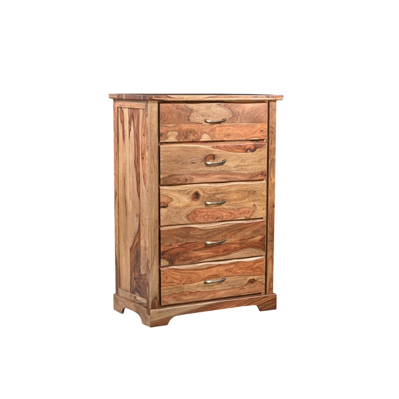 Darcy Brown Live Edge Solid Wood Sheesham 5-Piece Queen Bedroom Set