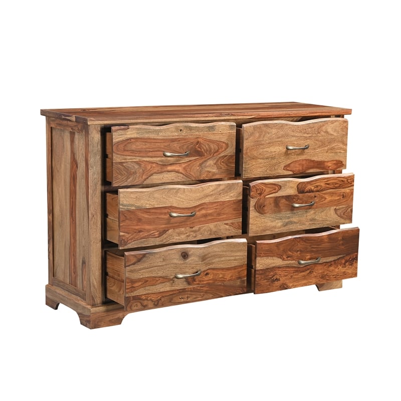 Darcy Brown Live Edge Solid Wood Sheesham 5-Piece Queen Bedroom Set