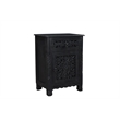 Monte Black Floral Carved Solid Wood Mango 5-Piece Queen Bedroom Set