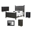 Monte Black Floral Carved Solid Wood Mango 5-Piece Queen Bedroom Set