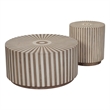 Lark 2-Piece Brown Solid Wood Coffee Table and End Table Set with Starburst Top