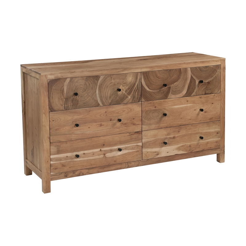 Belmont Brown Solid Wood 6-drawer Dresser with Tree Slice Design