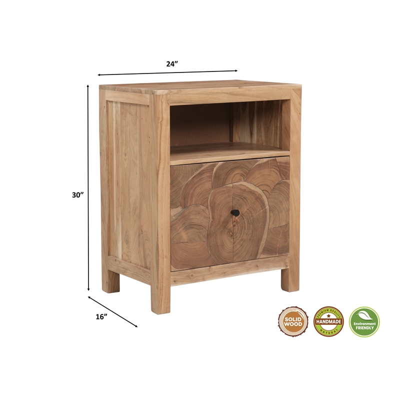 Belmont Brown Solid Wood 1-drawer Filing Cabinet with Tree Slice Design