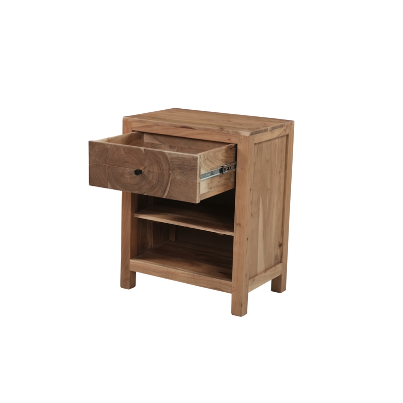 Belmont Brown Solid Wood 1-drawer Nightstand with Tree Slice Design