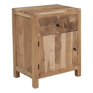Belmont Brown Solid Wood 1-drawer 1-door Nightstand with Tree Slice Design