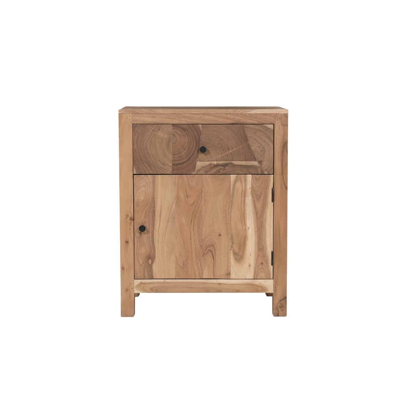 Belmont Brown Solid Wood 1-drawer 1-door Nightstand with Tree Slice Design