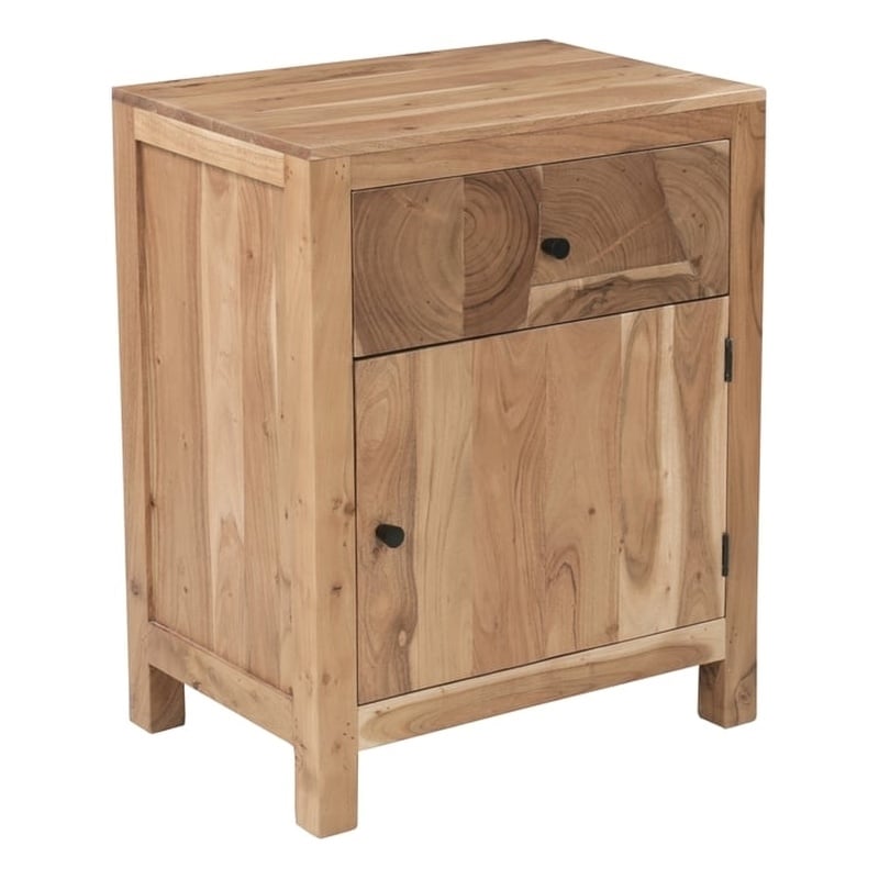 Belmont Brown Solid Wood 1-drawer 1-door Nightstand with Tree Slice Design