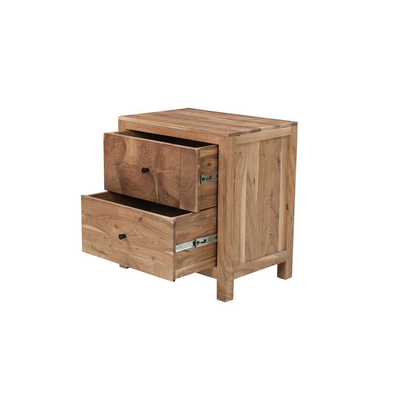 Belmont Brown Solid Wood 2-drawer Nightstand with Tree Slice Design