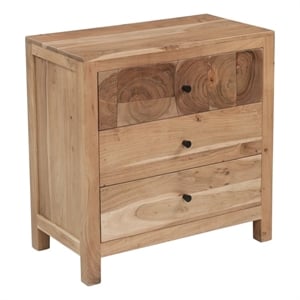 Belmont Brown Solid Wood 3-drawer Nightstand with Tree Slice Design