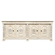 Isabella 4-door Weathered Carved Solid Wood Sideboard in White