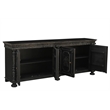 Isabella 4-door Weathered Carved Solid Wood Sideboard in Black