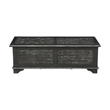 Isabella Solid Wood Storage Ottoman with Geometric Carved Design in Black