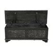 Isabella Solid Wood Storage Ottoman with Geometric Carved Design in Black