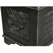 Isabella Solid Wood Storage Ottoman with Geometric Carved Design in Black