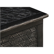 Isabella Solid Wood Storage Ottoman with Geometric Carved Design in Black