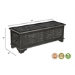 Isabella Solid Wood Storage Ottoman with Geometric Carved Design in Black