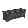 Isabella Solid Wood Storage Ottoman with Geometric Carved Design in Black