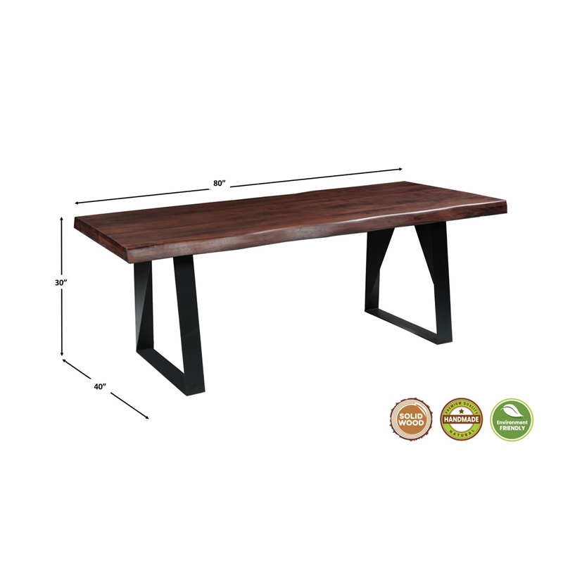 Darcy Live Edge Modern Solid Wood Dining Table with Iron Legs 80