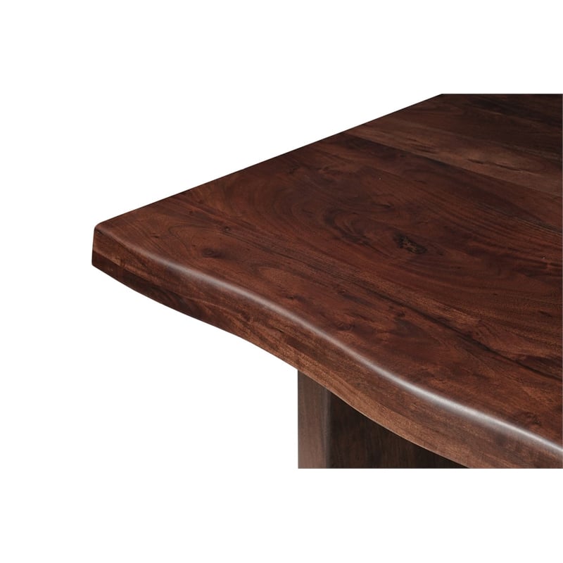 darcy live edge modern solid wood dining table 74&quot in dark brown