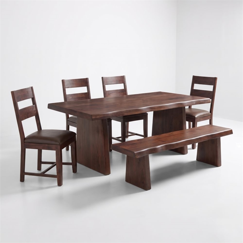 darcy live edge modern solid wood dining table 74&quot in dark brown