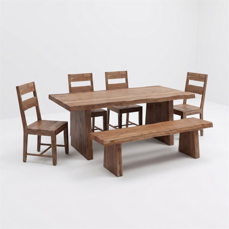 darcy modern live edge solid wood dining table 74&quot in light brown