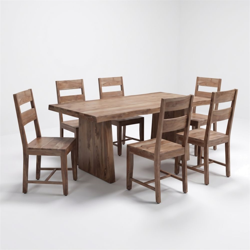 darcy modern live edge solid wood dining table 74&quot in light brown