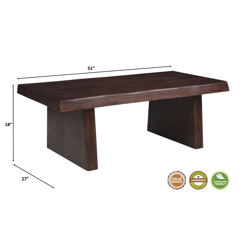 Darcy Modern Live Edge Solid Wood Coffee Table 51