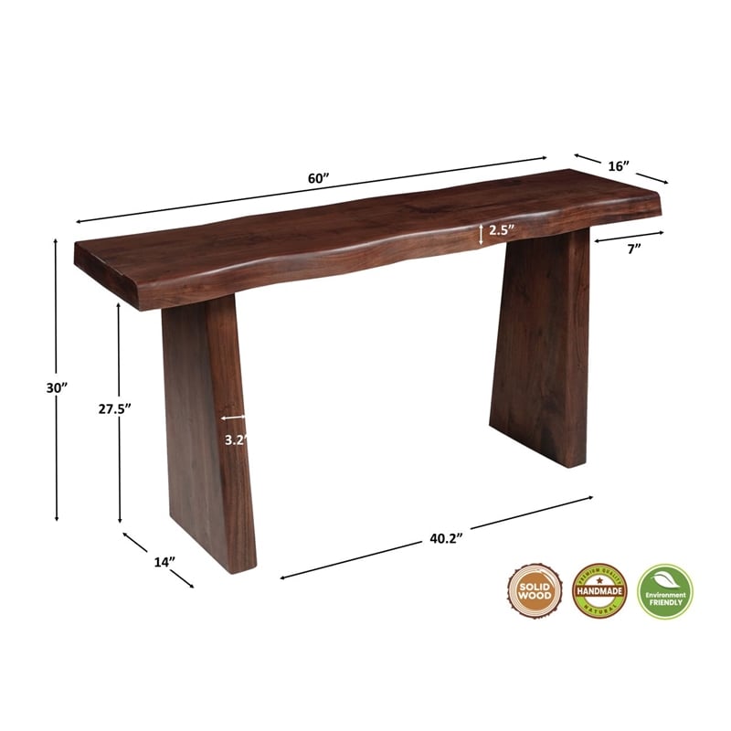 Darcy Modern Live Edge Solid Wood Console Table 60