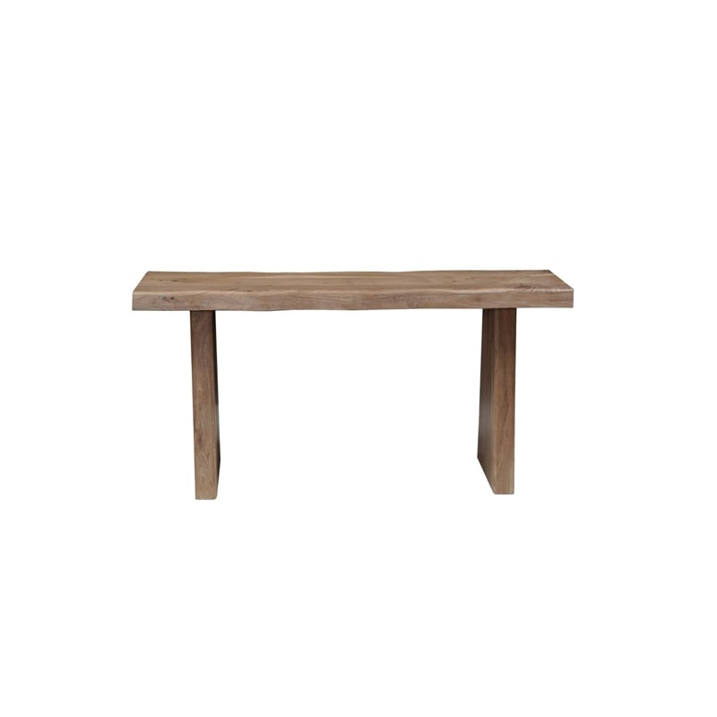 darcy modern live edge solid wood console table 60&quot in light brown