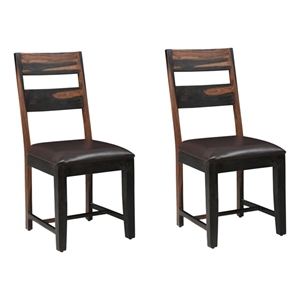 Darcy Upholstered Modern Solid Wood Dining Chairs 39&quot in Brown (Set of 2)