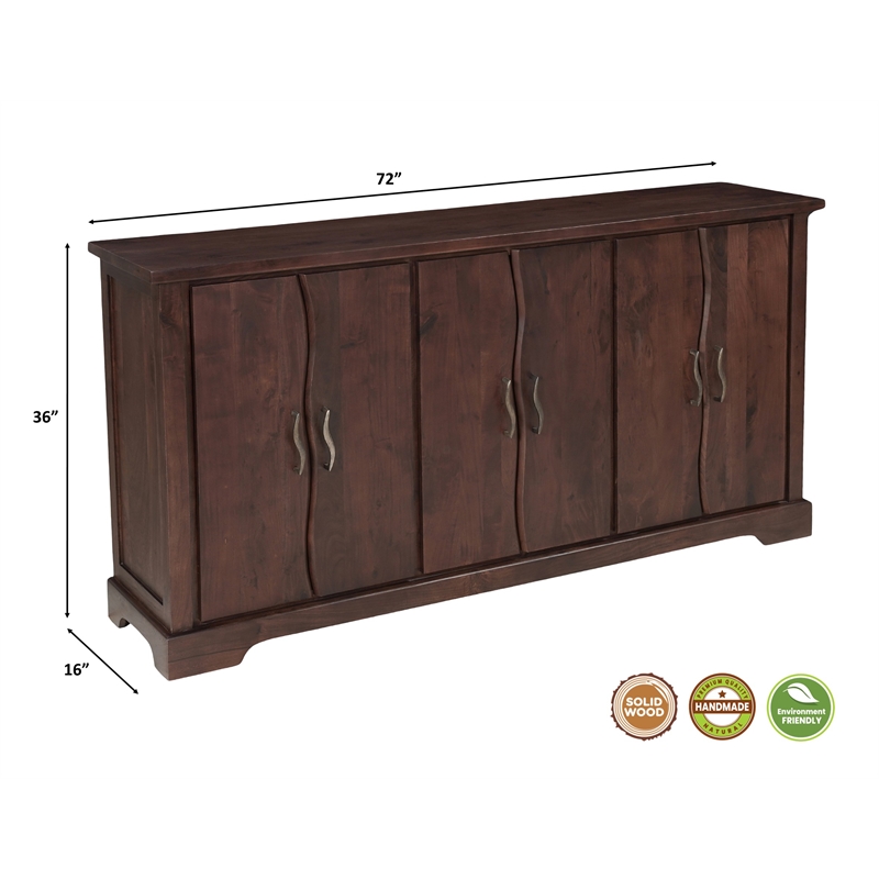 Darcy Solid Wood Rectangular Sideboard in Brown 72 Inches Long