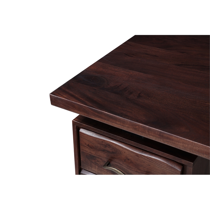 Darcy Solid Wood Writing Desk in Brown 68 Inches Long with Filing Drawer