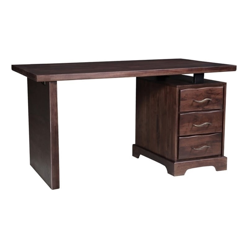 Darcy Rectangular Solid Wood Writing Desk in Brown 54 Inches Long