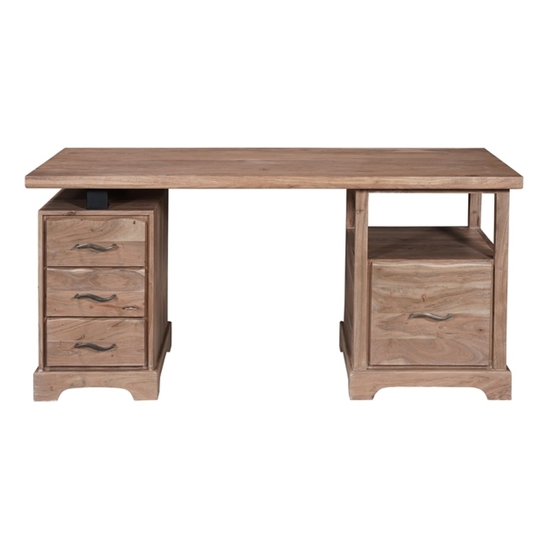 Darcy Solid Wood Writing Desk in Natural 68 Inches Long with Filing Drawer