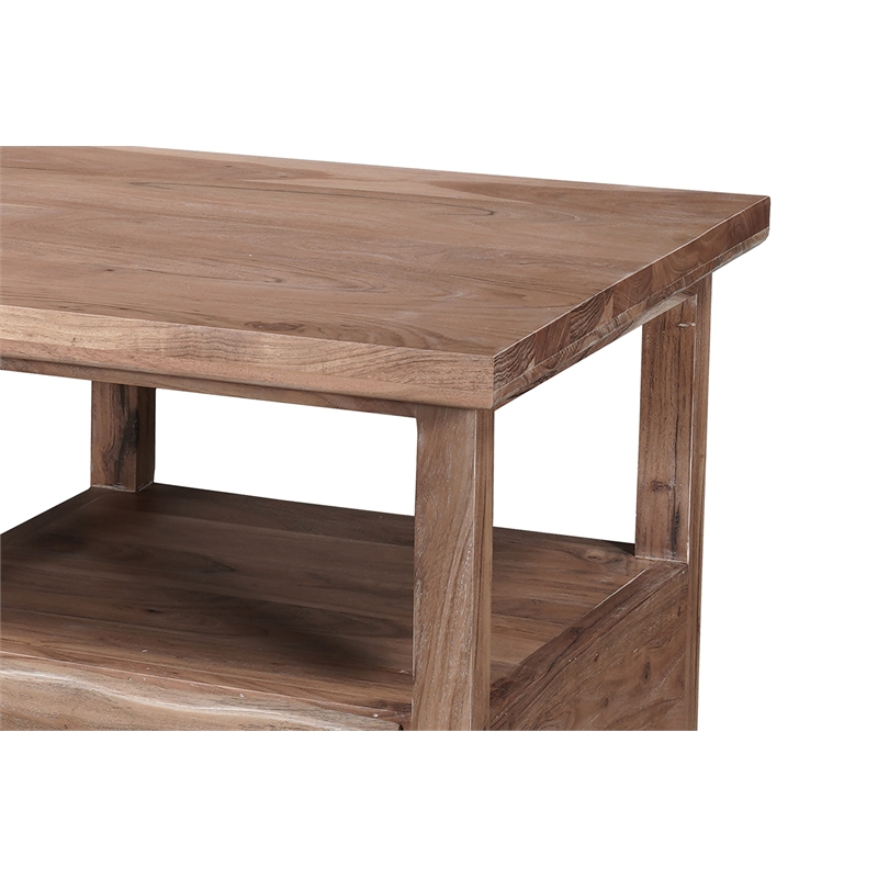 Darcy Solid Wood Writing Desk in Natural 68 Inches Long with Filing Drawer