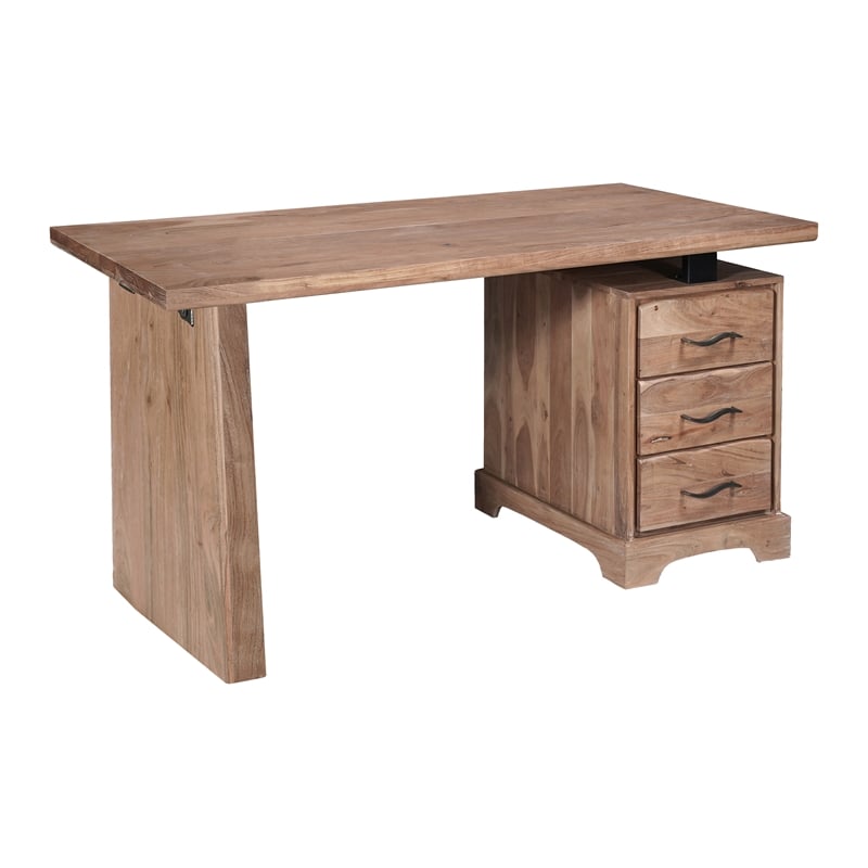 Darcy Rectangular Solid Wood Writing Desk in Natural 54 Inches Long