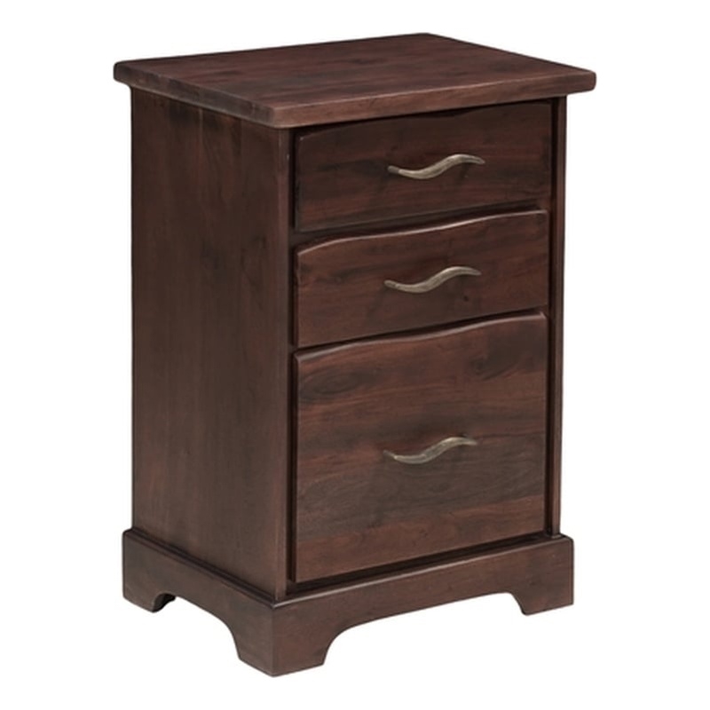 Darcy 3-Drawer Live Edge Solid Wood Filing Cabinet in Brown 30 Inches Tall