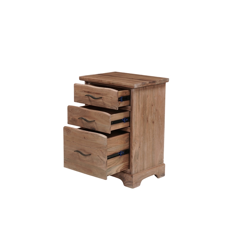 Darcy 3-Drawer Live Edge Solid Wood Filing Cabinet in Natural 30 Inches Tall