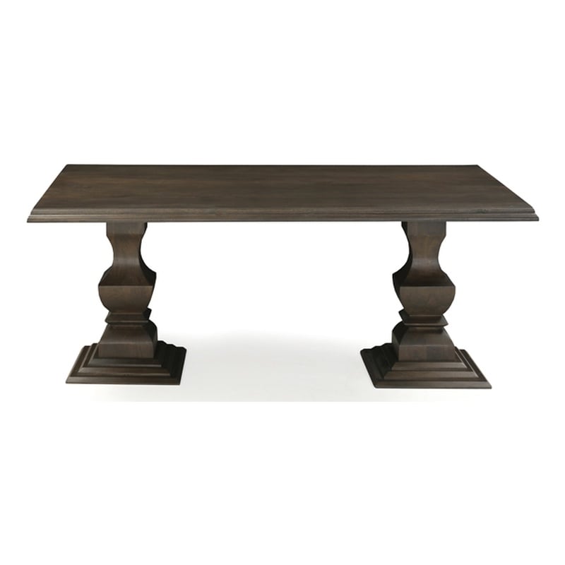 Lawrence Solid Wood Double Pedestal Dining Table in Dark Brown 75 Inches Long