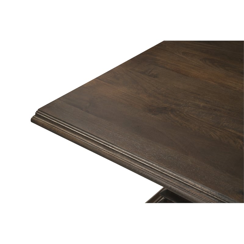 Lawrence Solid Wood Double Pedestal Dining Table in Dark Brown 75 Inches Long