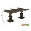 Lawrence Solid Wood Double Pedestal Dining Table in Dark Brown 75 Inches Long