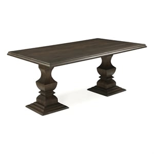 Lawrence Solid Wood Double Pedestal Dining Table in Dark Brown 75 Inches Long