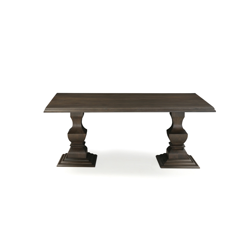 Lawrence Solid Wood Double Pedestal Dining Table in Dark Brown 96 Inches Long