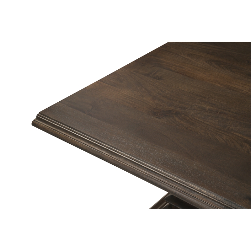 Lawrence Solid Wood Double Pedestal Dining Table in Dark Brown 96 Inches Long