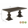 Lawrence Solid Wood Double Pedestal Dining Table in Dark Brown 96 Inches Long