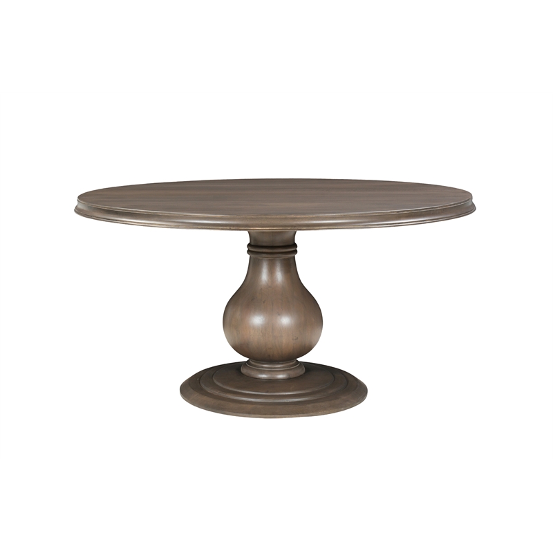 Lawrence Solid Wood Round Pedestal Dining Table in Brown 60 Inches Long