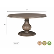 Lawrence Solid Wood Round Pedestal Dining Table in Brown 60 Inches Long