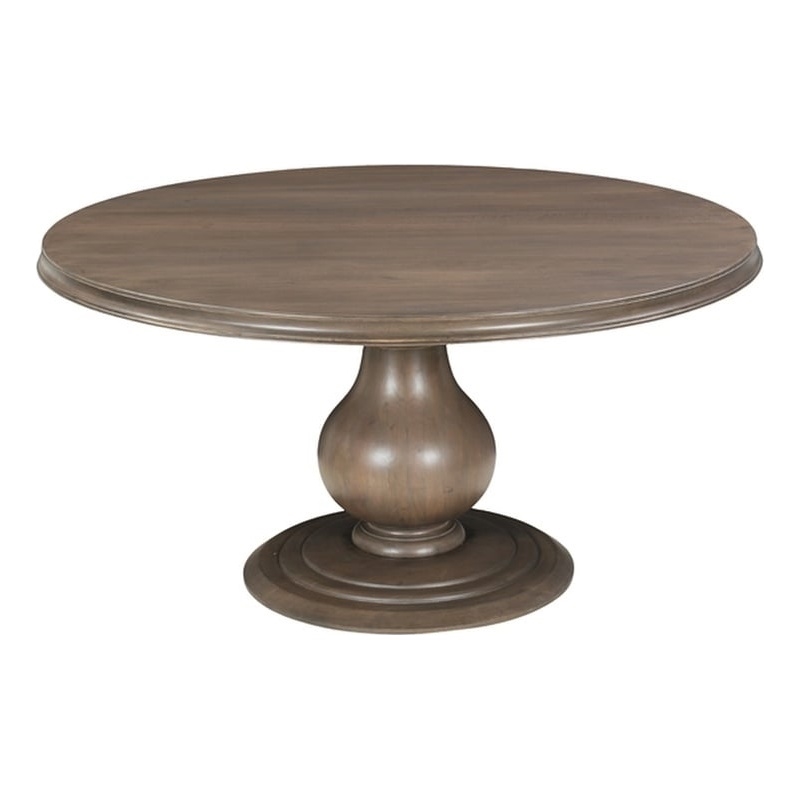 Lawrence Solid Wood Round Pedestal Dining Table in Brown 60 Inches Long
