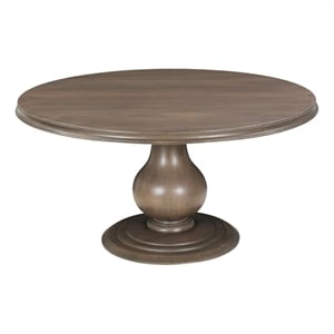 Lawrence Solid Wood Round Pedestal Dining Table in Brown 60 Inches Long